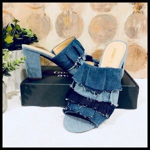✨NWB✨Diem Open Toe Chucky Heels Slip On Sandals 🦋